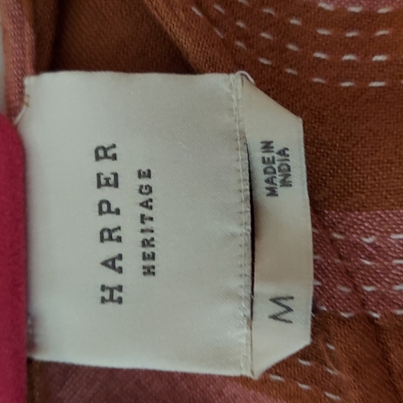 Harper Multi stripe puff sleeve tie Blouse Top Sz M - Picture 10 of 10